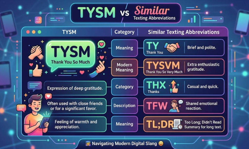 TYSM vs Similar Texting Abbreviations